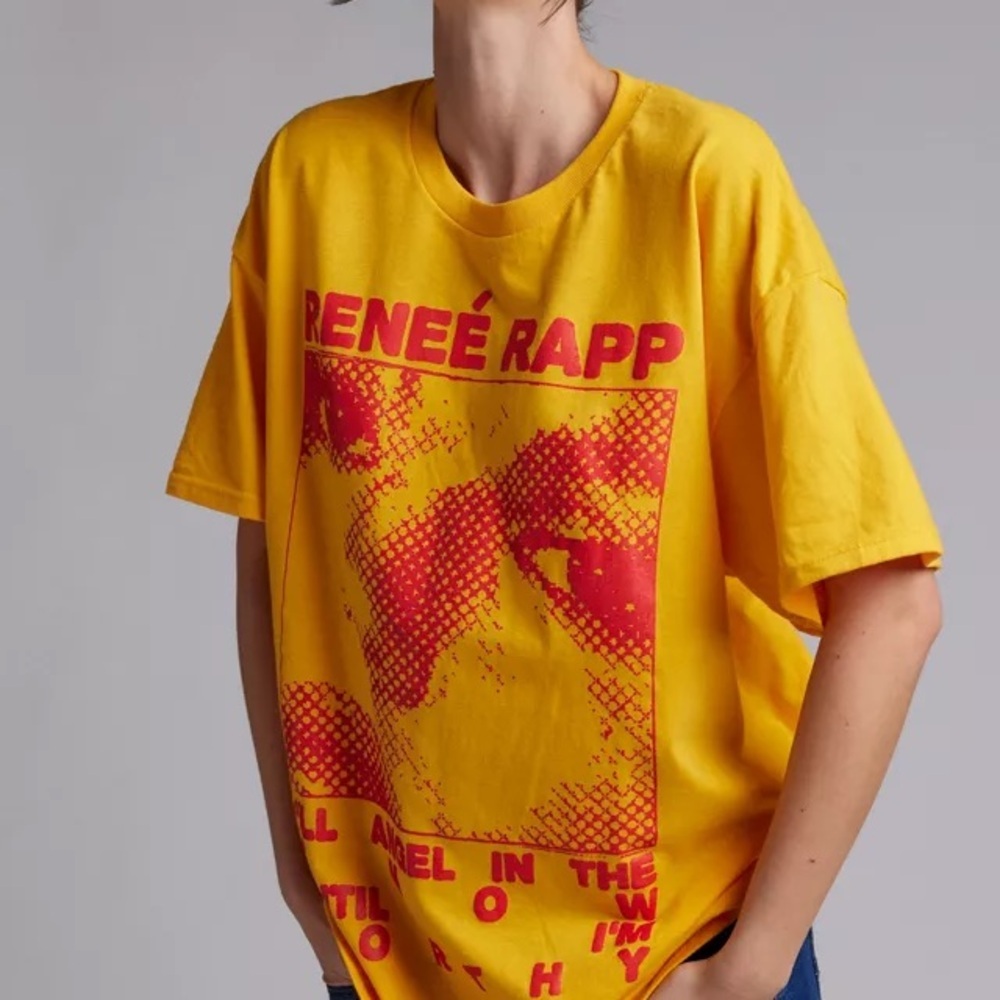 Urban Outfitters Renee Rapp Yellow Red Boxy Short Sleeve Tee